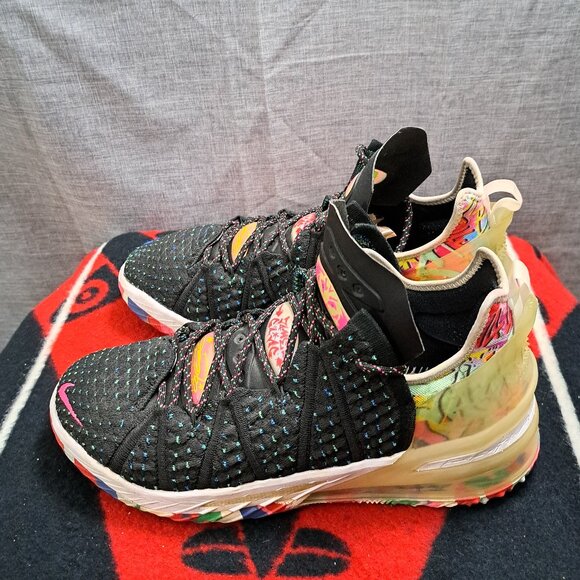 %Size 10.5 Nike LeBron XVIII 18 James Gang Men Black Pink CQ9283-002 - A2